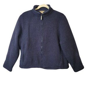 WOOLRICH Deep Navy Heather Wool Blend Zip Up Jacket - Medium